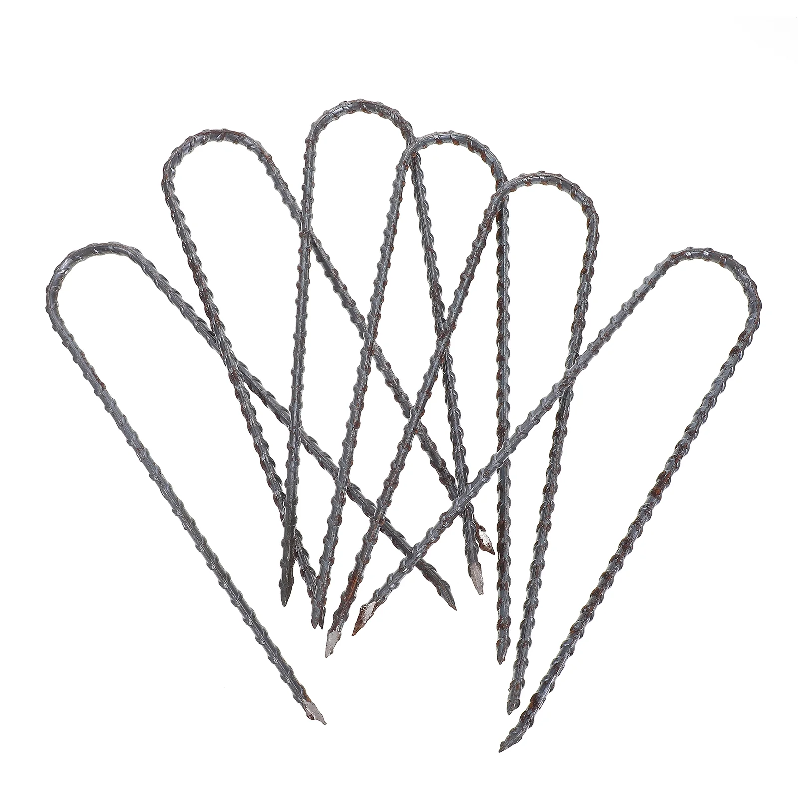 

6 Pcs Trampoline Ground Anchors Heavy Duty Tent Stakes Metal Black Lawn Wind Camping Canopy Garden Nails