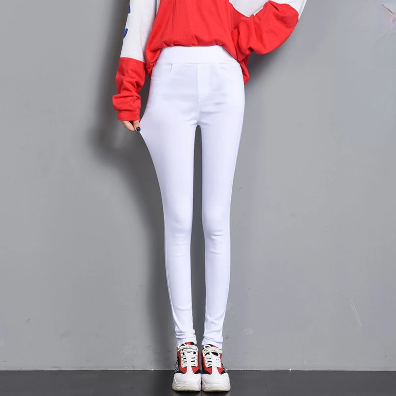 

2022 Spring Summer Women Fashion Solid Color Long Leggings Female Thin Casual Pencil Pants High Waist Black Feet Pants E286