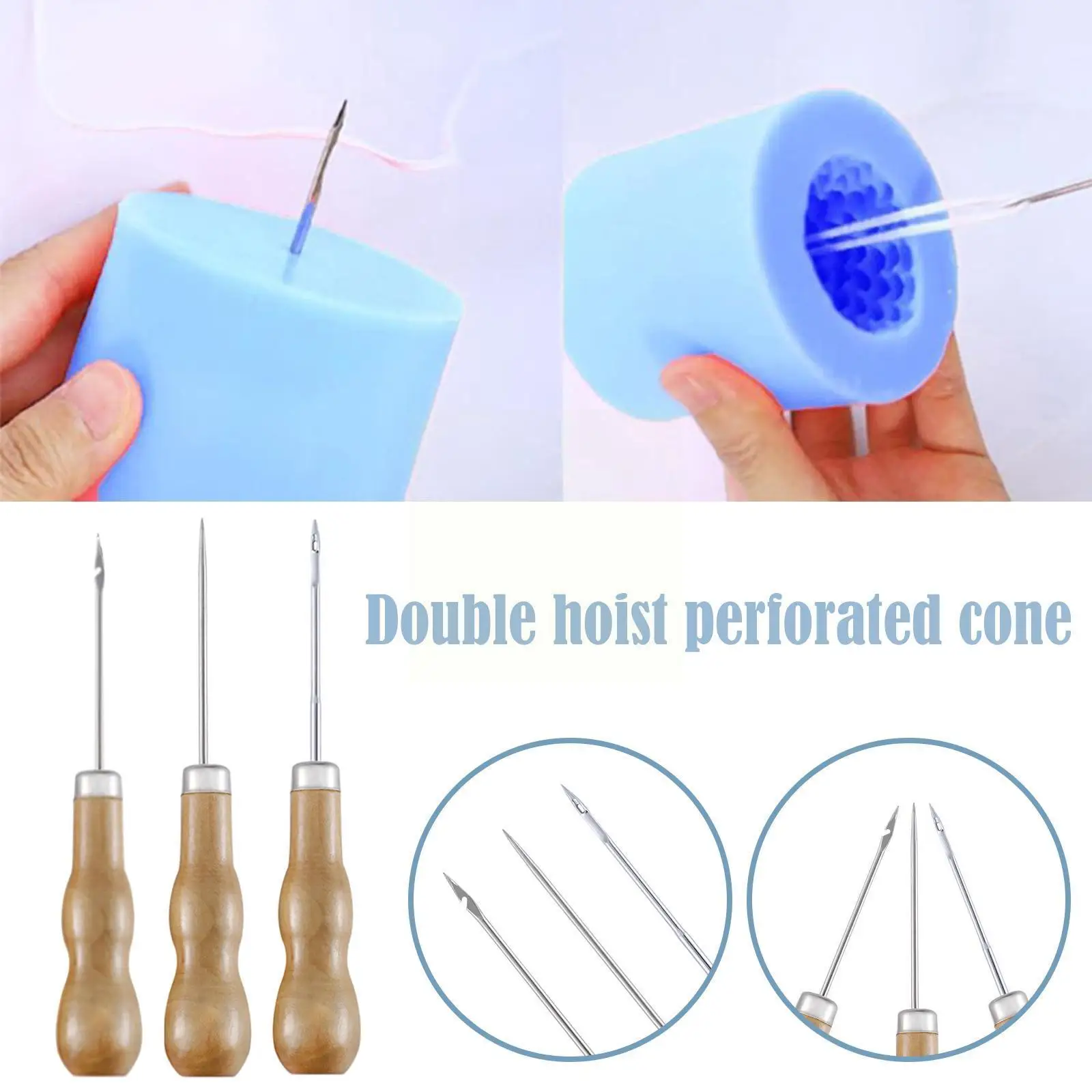 

Round Hole Cone Punch Tool Wooden Handle Punch Awl Cone Maker Hole Craft Leather Supplies Sewing O1S0