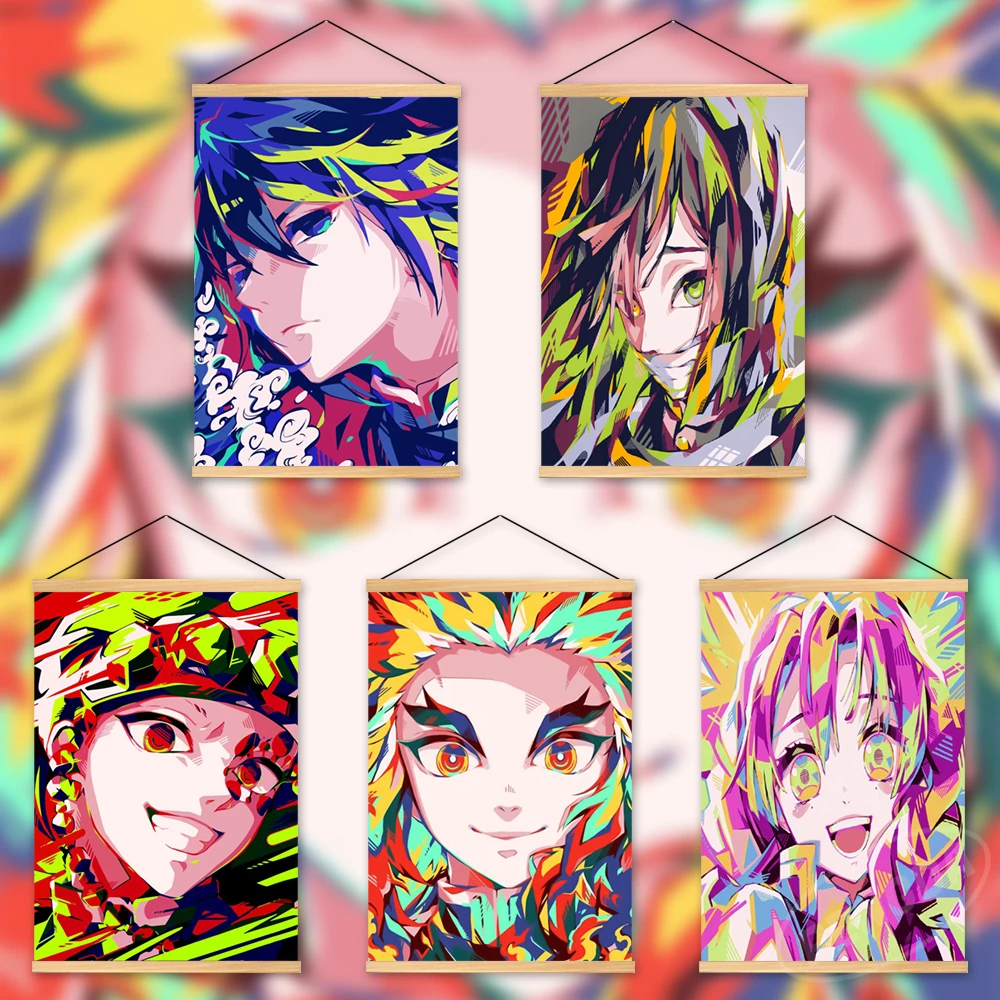 

Деревянная подвесная картина, рассекающий демонов, на холсте, Rengoku Kyoujurou, домашний декор, Постер удзи тенге, настенное искусство, искусство, М...