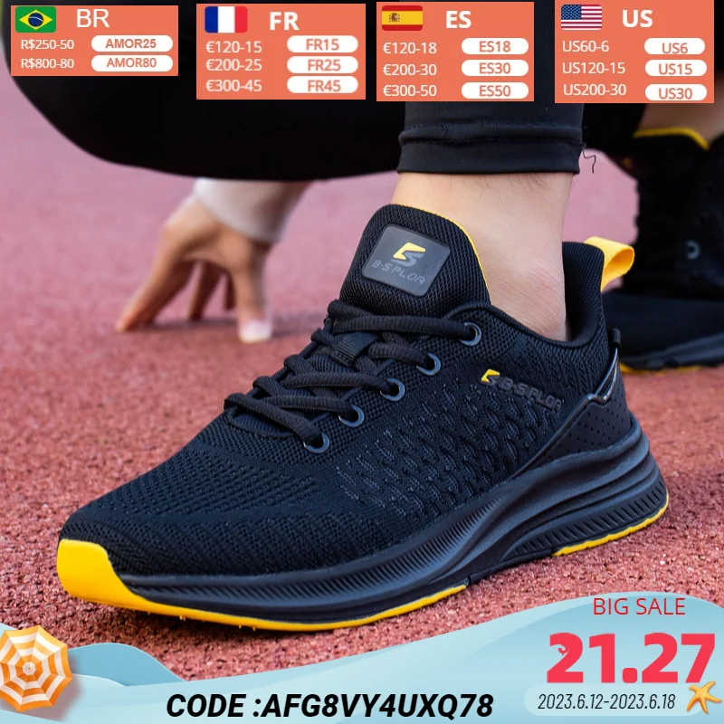 Baasploa 2021 New Men Knit Casual Walking Shoes  Breathable Trendy Sneakers Original Light Shock Absorption Male Tennis Shoe