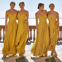 simple chiffon bridesmaid dresses sexy v neck floor length a line wedding party gowns for women