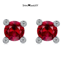 shipei vintage 100 925 sterling silver round cut ruby high carbon diamond gemstone ear studs earrings for women fine jewelry