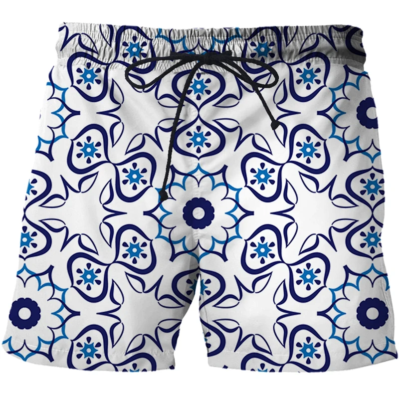 Шорты мужские пляжные в японском стиле повседневные короткие штаны с 3D принтом