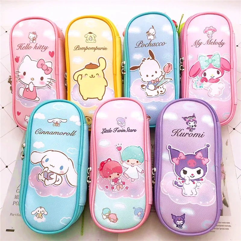 

Kawaii Sanrio Creative Stationery Box Pencil Pouch Cartoon My Melody Cinnamoroll Hello Kitty Kuromi Large Capacity Pencil Bag