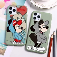 fashion disney mickey minnie mouse phone case for iphone 13 12 11 pro max mini xs 8 7 6 6s plus x se 2020 xr candy green cover