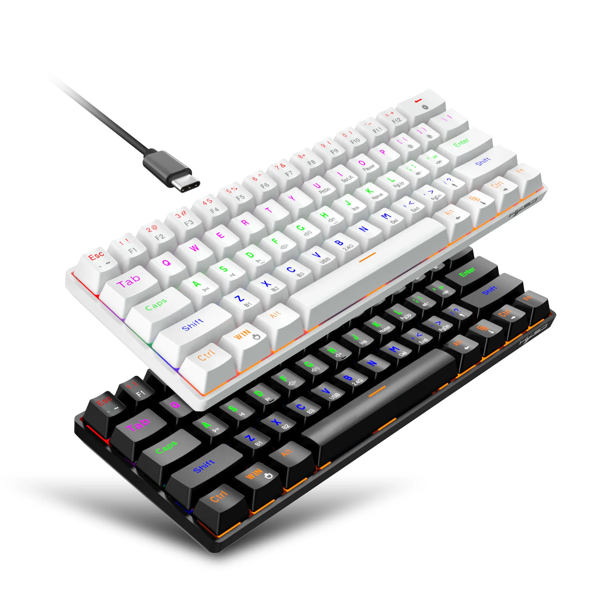 61 Keys Three-Mode Gaming Mechanical Keyboard RGB Hot-Swappable 2.4G Wireless Bluetooth Wired Compatible with Win/Mac/iPad/XP