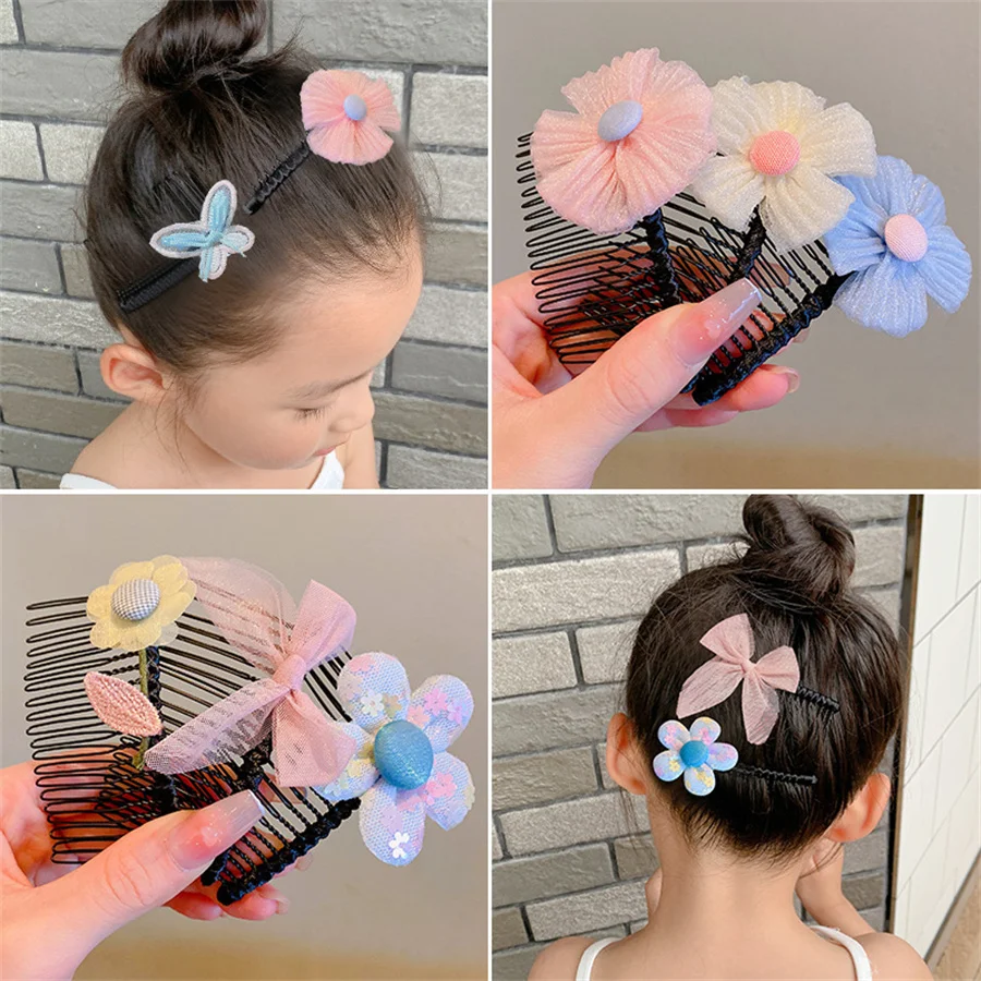 

New Children's broken hair artifact hair comb little girl flower comb girl bangs finishing hairpin broken hair comb headdress