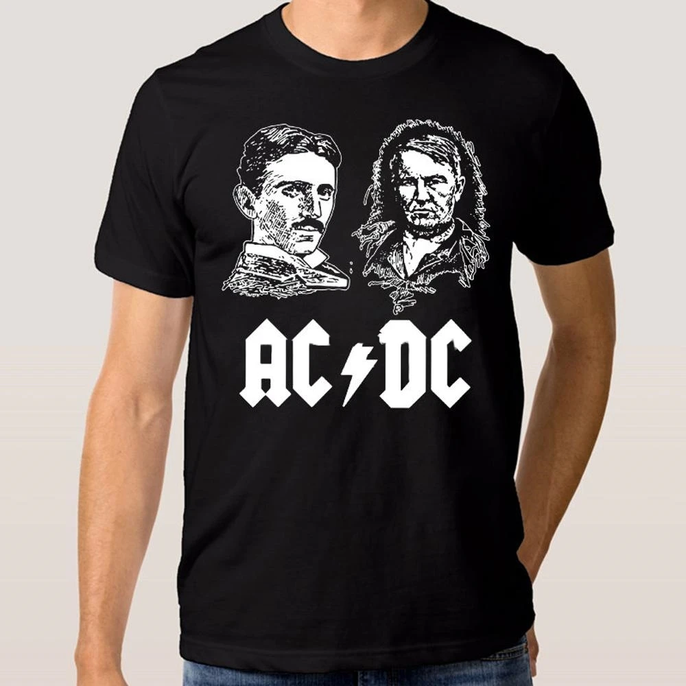 Nikola Tesla Vs Thomas Edison Rock T Shirt High Quality Cotton Tee Men'S And Women'S Sizes