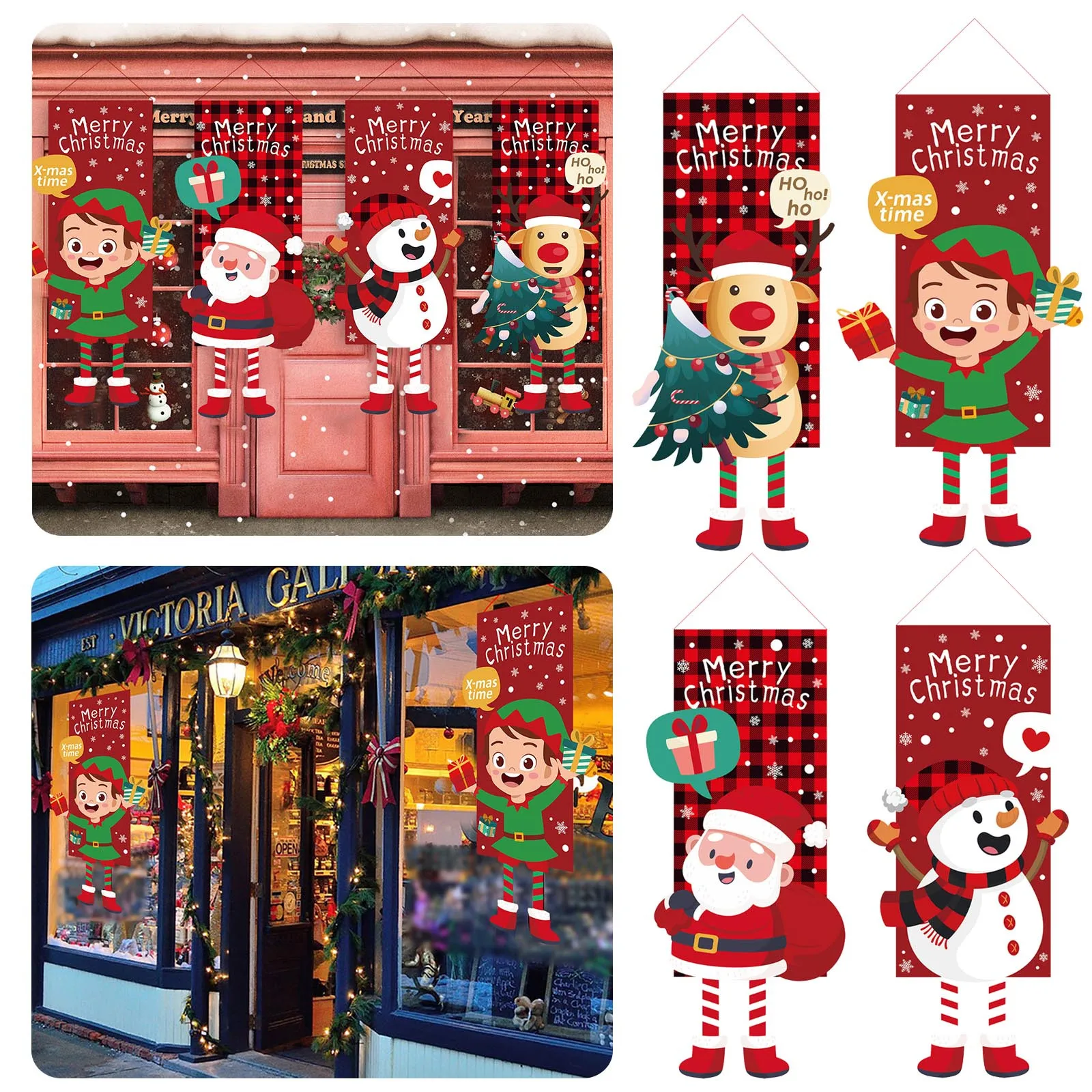 

1 шт. рождественские праздничные сезонные знаки Рождественский подвесной Декор подвесные баннеры Санта Клаус флаг для входной двери дома Рождественские настенные окна