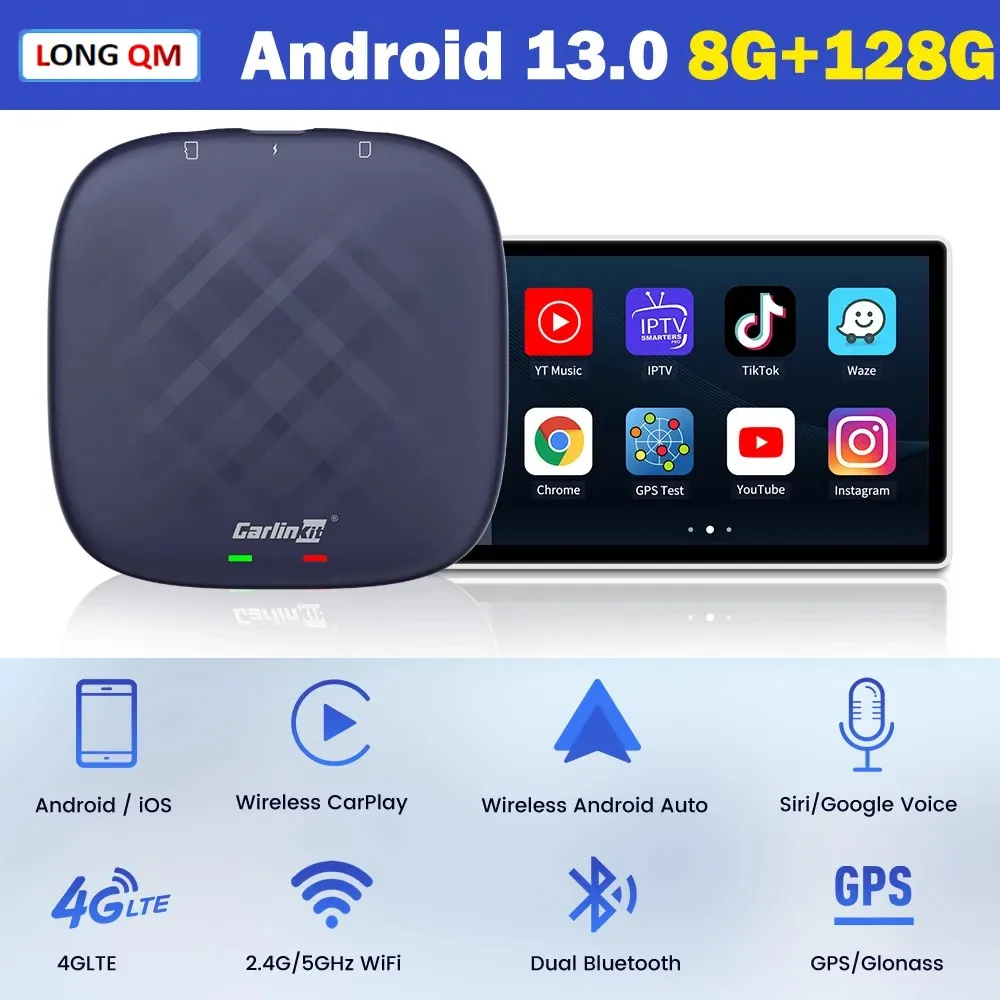 

QCM6125 8G+128G CarlinKit CarPlay Ai Box Android 13 PLUS CarPlay Wireless Android Auto Adapter For Netflix YouTube IPTV 4G LTE