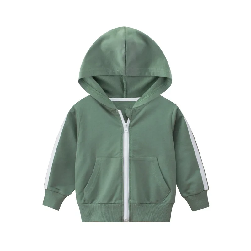 

Children's Hooded Coat Autumn New 2023 Kids Jackets Boys Girls Clothes Zipper Cardigan Stripe Long Sleeve Baby Hoodie Tops