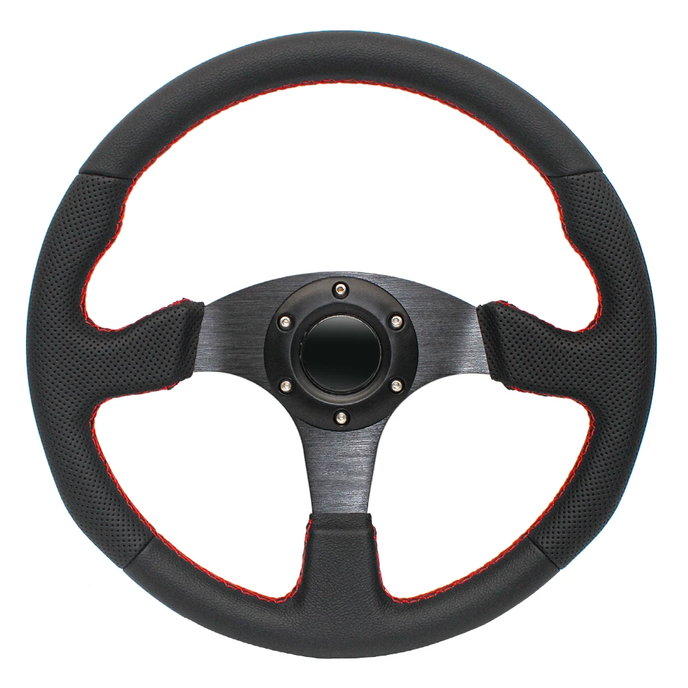 

Unlimited loog 14inch/350mm For Mugen Genuine Leather Racing Tuning Drift Sport Steering Wheel with Red Black Stitching