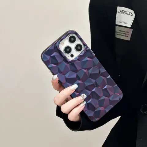 Роскошный посеребренный черный 3D чехол для телефона с ромбовидным узором для iPhone 11 12 13 14 Pro Max 13promax 14pro, мягкий силиконовый чехол для мужчин