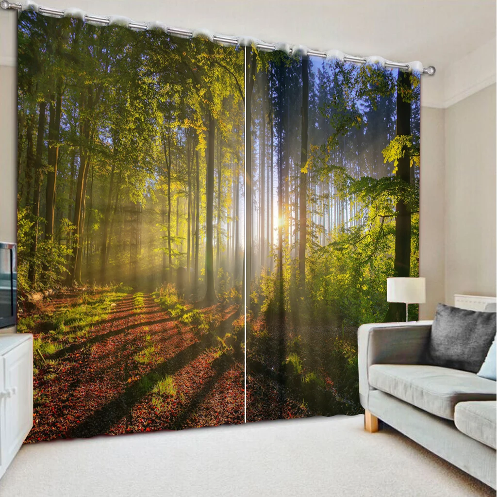 

3D Forest Landscape Room Curtain Decoration Modern Living Room Bedroom Kitchen Window Curtains Nature Scenery Printing Drapes