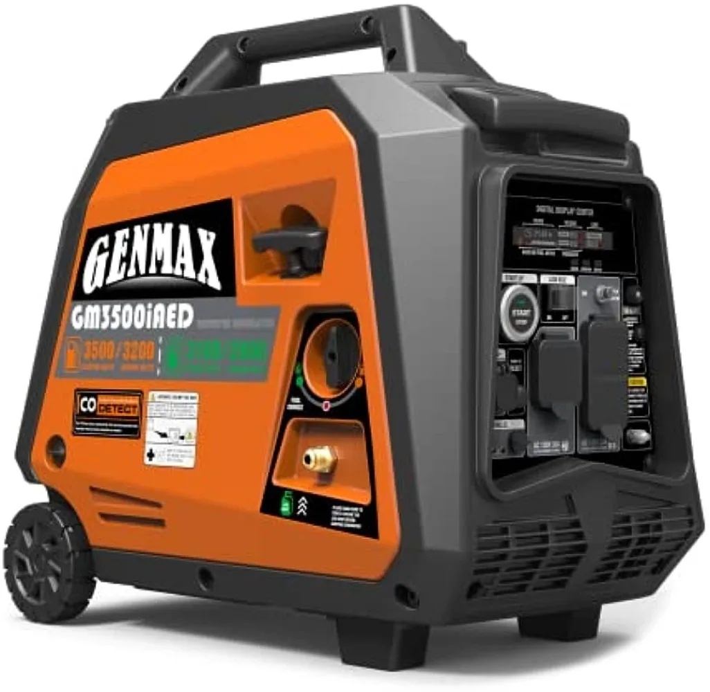 

GENMAX Portable Inverter Generator, 3500W Super Quiet Gas or Propane Dual Fuel Portable Engine with Parallel Capability