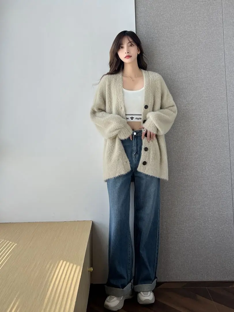 Зимняя одежда женский кардиган корейская мода осень 2023 модная женская Новое