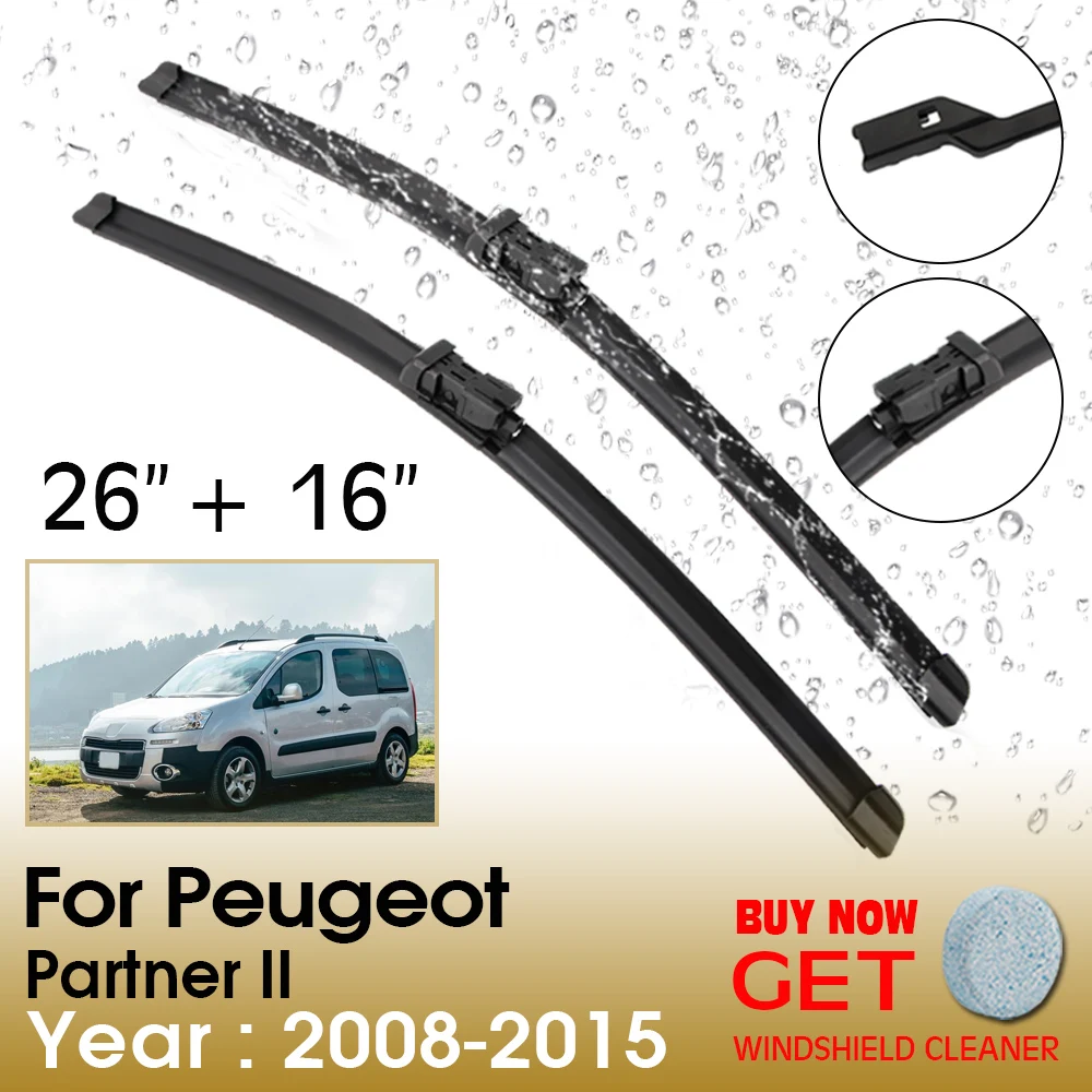 

Car Wiper Blade For Peugeot Partner II 26"+16" 2008-2015 Front Window Washer Windscreen Windshield Wipers Blades Accessories