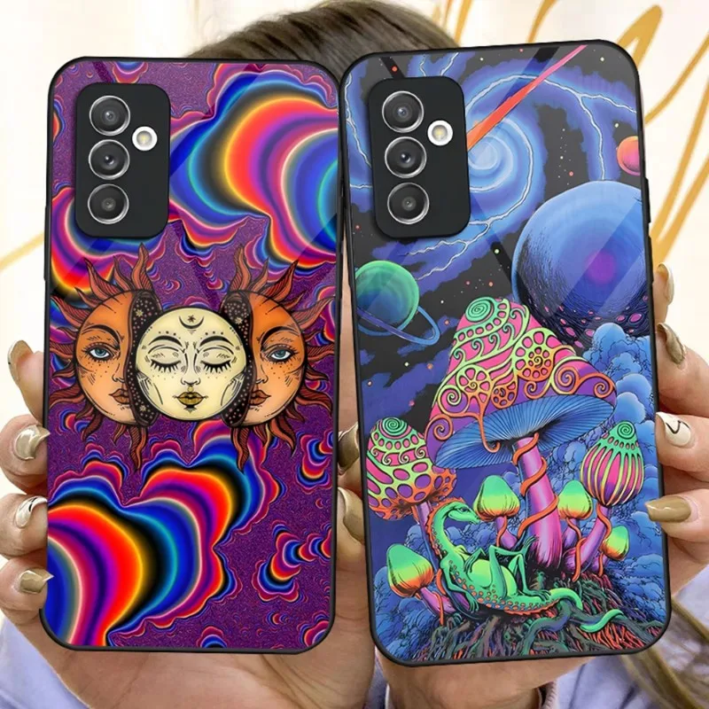 

Spiritual Trippy Psychodelic Phone Case For Samsung S30 S23 S21 S20 S22 S9 S8 S10E Note 20 10 Pro Ultra Plus Glass Back Cover