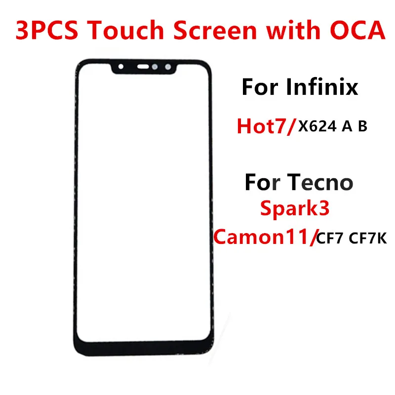 Передний экран для Infinix Hot 7 X624 Tecno Spark 3 Camon 11 CF7 сенсорная панель ЖК-дисплей внешнее
