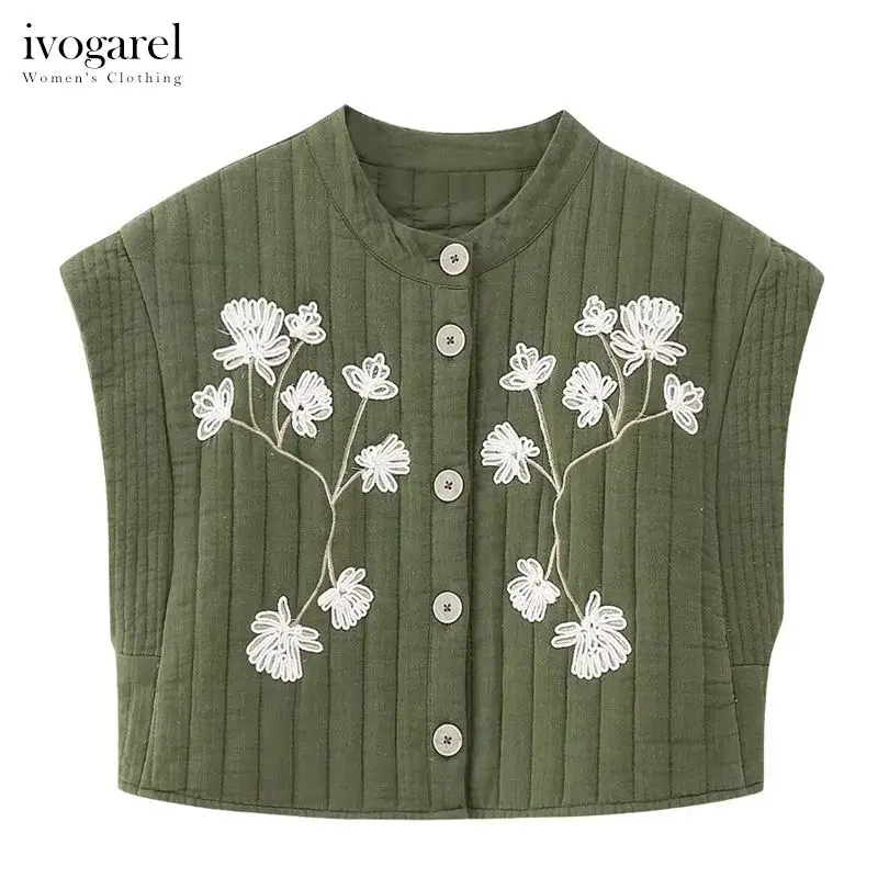 

Quilted Cropped Waistcoat for Women Female Vintage Embroidered Vests Without Sleeve Round Neck Loose Warm Coat, Traff Style 2023