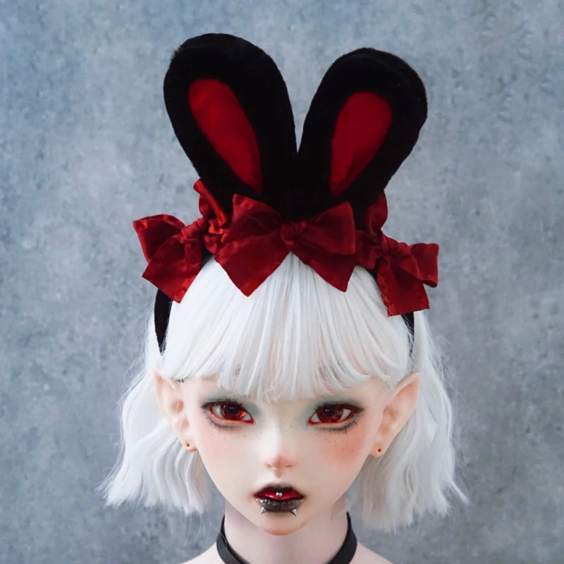 

Gothic Headband Lolita Bunny Ears Hair Band Vintage Girls Bowknot Hair Accessories