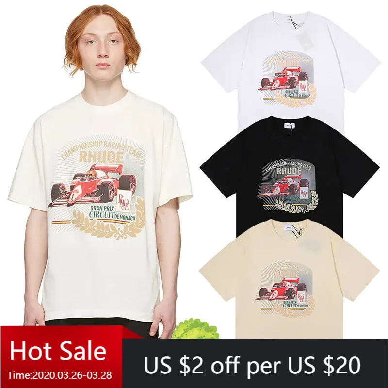 

RHUDE F1 Racing GRAN PRIX CIRCUIT DE MONACO HD Printing T Shirt Four Seasons Suitable for Casual T Shirt