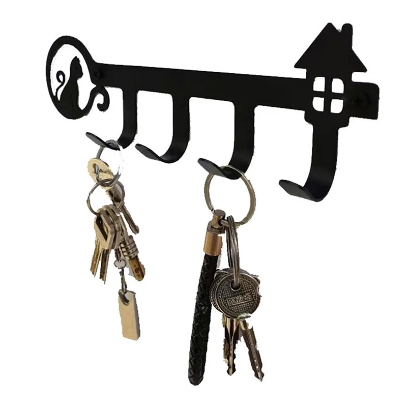 

Нордическая стойка для пальто для балкона, держатель для ключей, черная металлическая настенная вешалка для одежды, крючки для ванной комна...