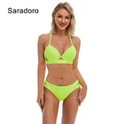 Saradoro флуоресцентный зеленый ребристый купальник, сексуальные женские комплекты бикини, купальник из двух предметов, купальный костюм с пуш-ап 2022, пляжная одежда, бикини