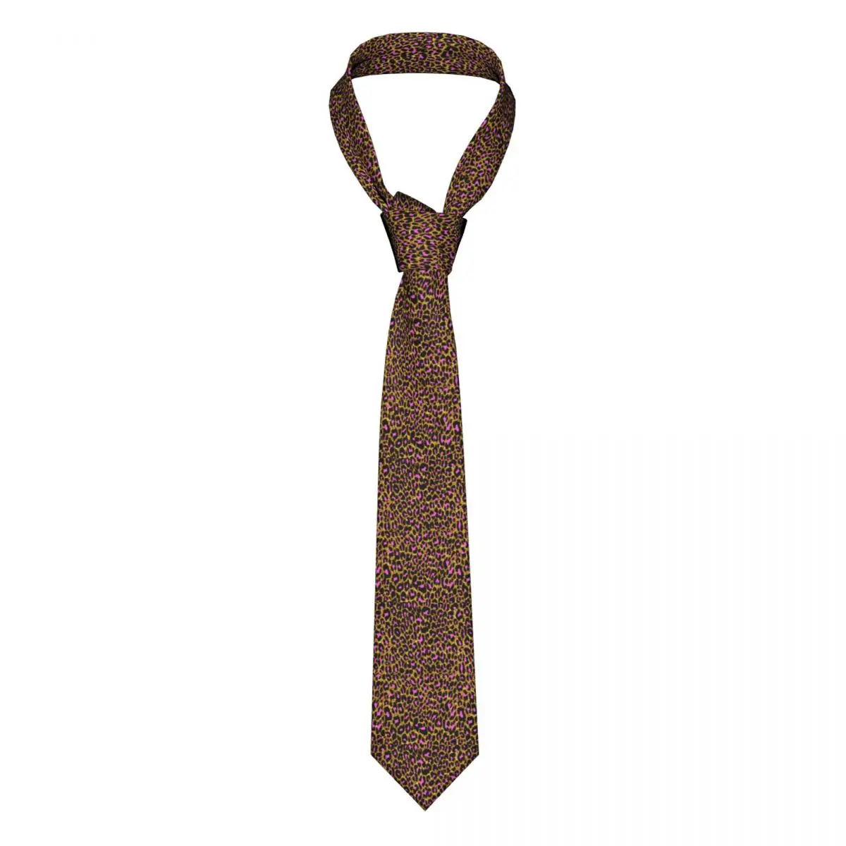 

Gold Metallic Tie Girly Pink Leopard Print Office 8CM Neck Ties For Man Gift Blouse Vintage Cravat