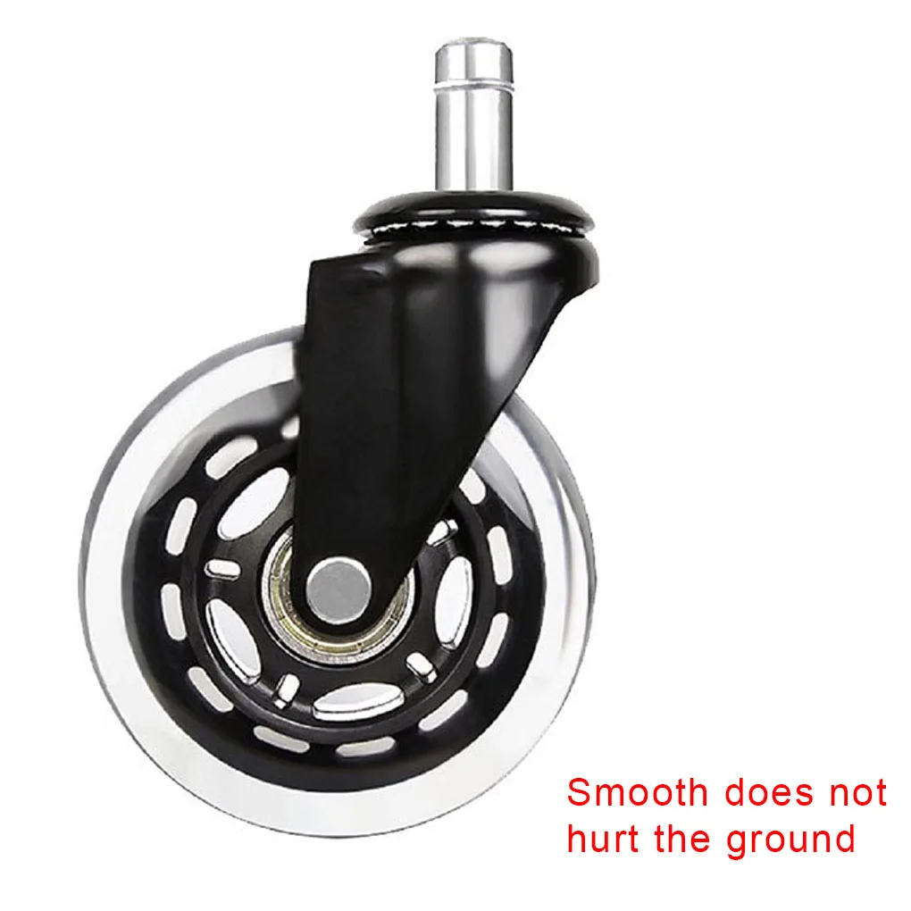 Wheels 10mm Stem Quiet Rolling Pu Rubber Desk Chair Casters Replacement