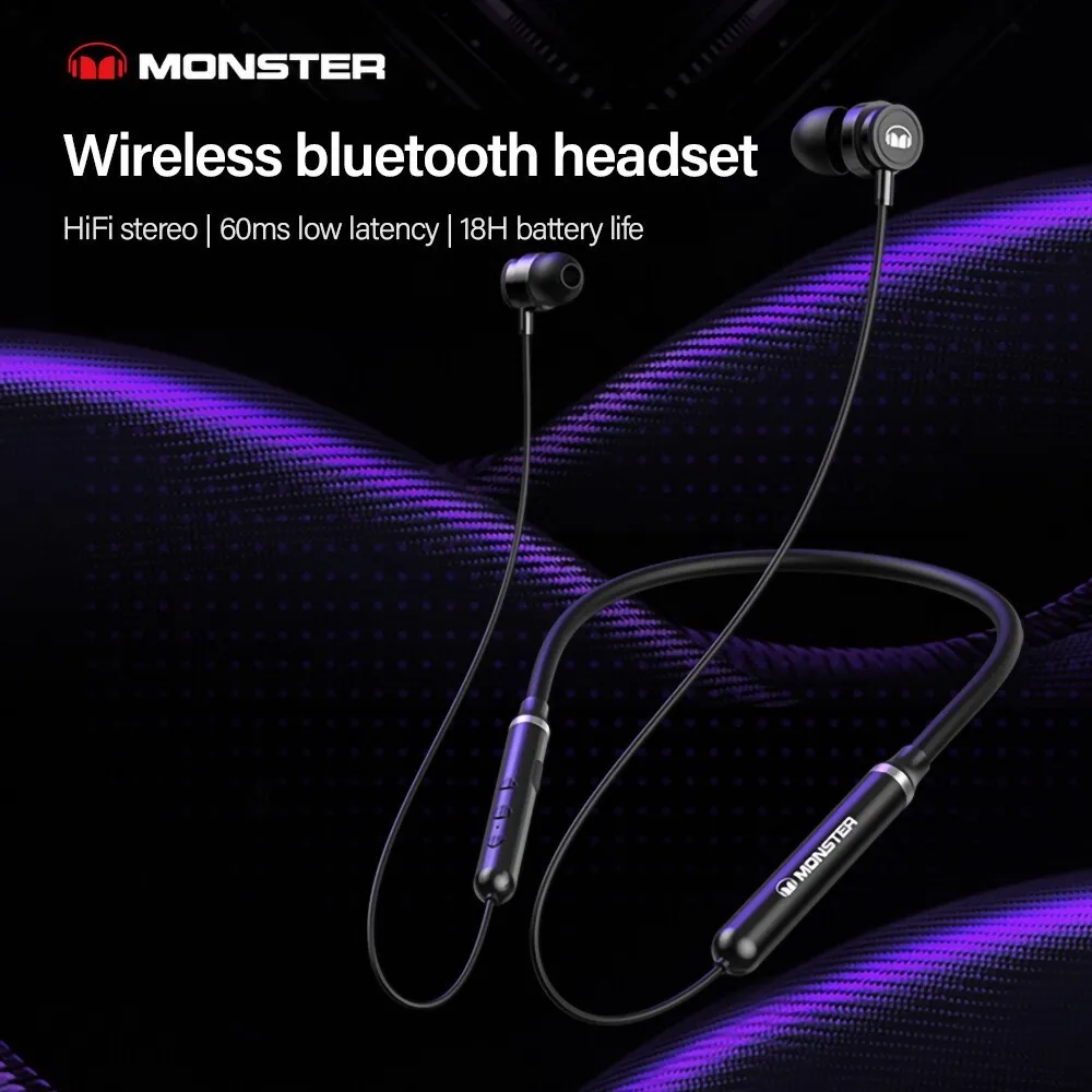 

Оригинальные Игровые наушники Monster SG03 5,0, беспроводные Bluetooth наушники с шейным ободом, наушники с низкой задержкой и шумоподавлением, гарнитура