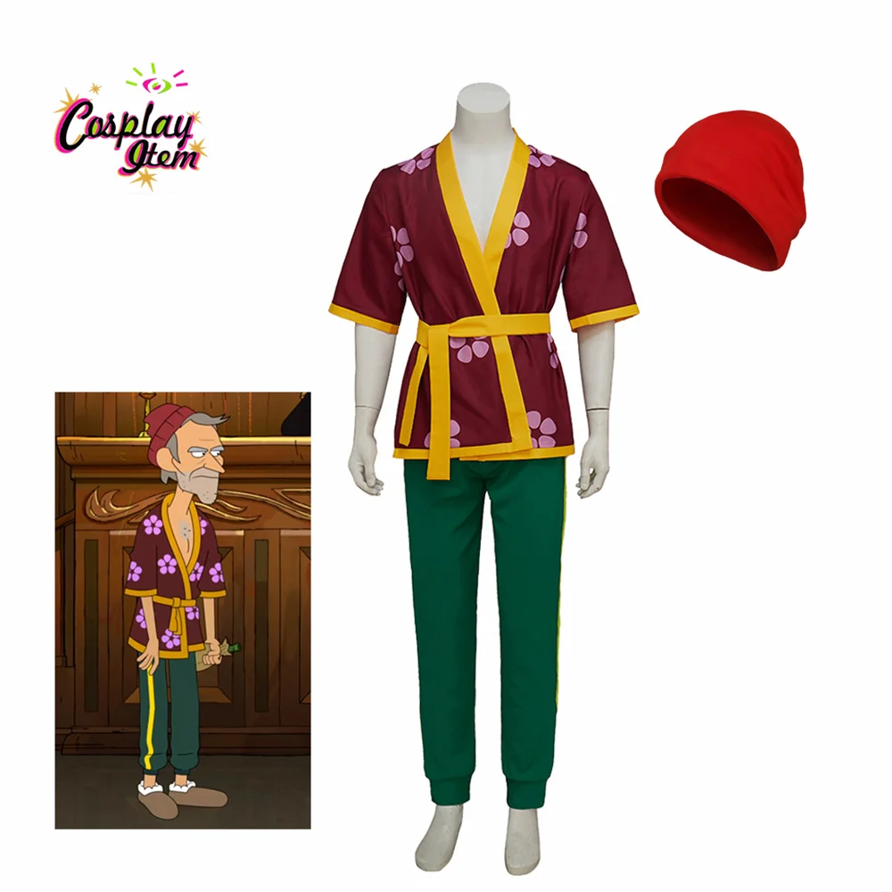 

Anime Inside Job Rand Ridley Cosplay Costume Uniform with Robes Pants Hat CEO Rand Ridley Pattern shirt Halloween Carnival Party