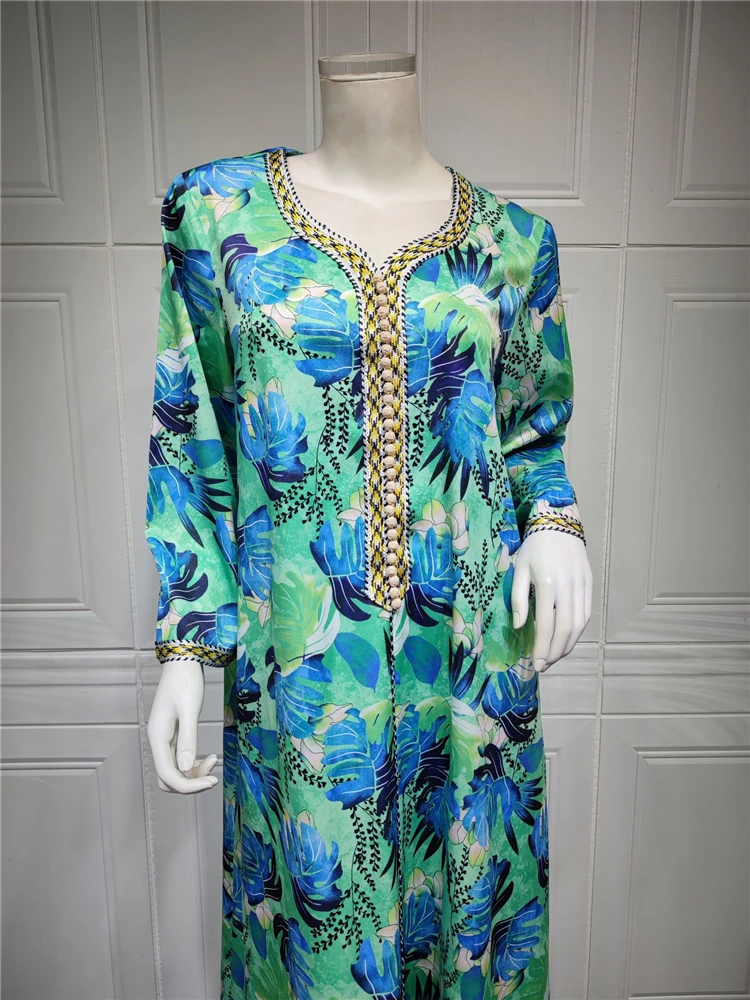 Ramadan Eid Mubarak Chiffon Sequin Kaftan Abaya Dubai Turkey Islam Muslim Long Dress Abayas For Women Robe Arabe Femme Musulmane