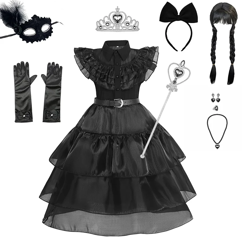 Сетчатые платья для косплея в среду костюм на Хэллоуин девочек платье день