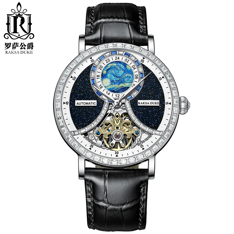 

RAKSA DUKE Fully Automatic Mechanical Watch Fashion Starry Sky Waterproof Tourbillon Watch Men's Watch Men's Mechanical High-end