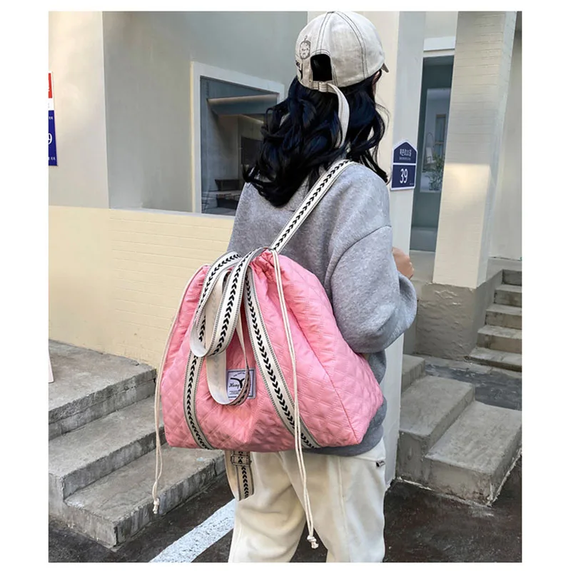 Fashion Travel Bag Drawstring Fitness Gym Bag Multifunctional Sports Back Pack Waterproof Shoulder Bag For Women Sac De Voyage