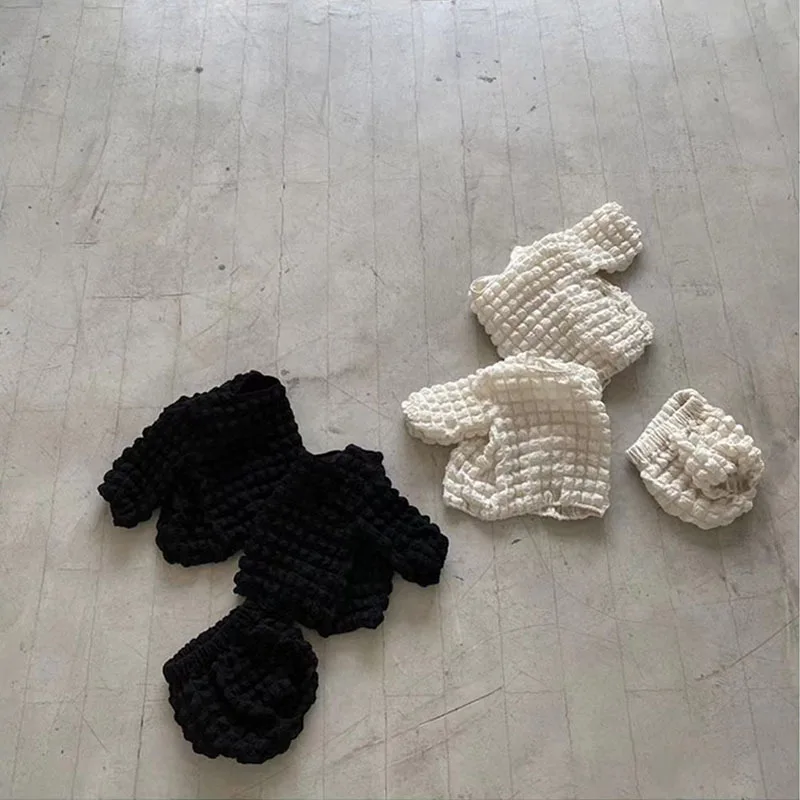 2022 Autumn  New Baby Girl Long Sleeve Clothes Set Infant Cute Puff Sleeve Tops + Shorts 2pcs Suit Cotton Baby Boys Pp Pants Set