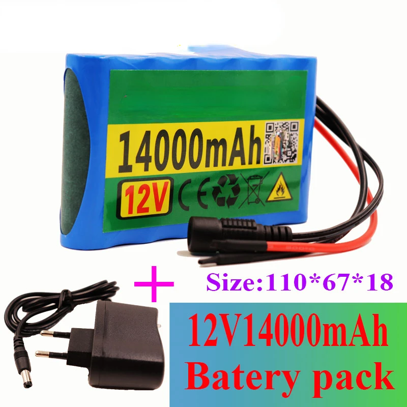 

18650 батарея 3S 2P Портативный Перезаряжаемый DC + выход 12V 14000Mah 14ah батареи + 12,6 V зарядное устройство 1A