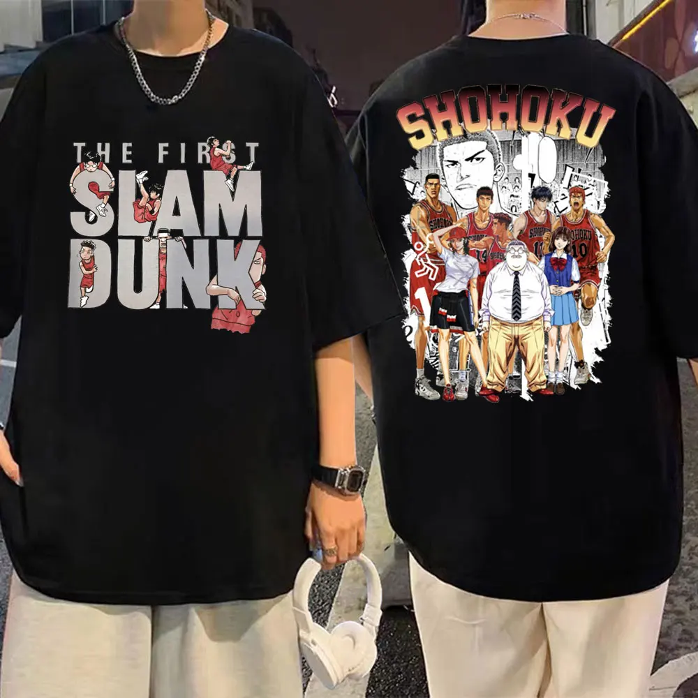 

Japan Anime Slam Dunk Double Sided Print T Shirt Shohoku Basket Ball Team Short Sleeve T-shirts Fashion Casual Oversized T-shirt