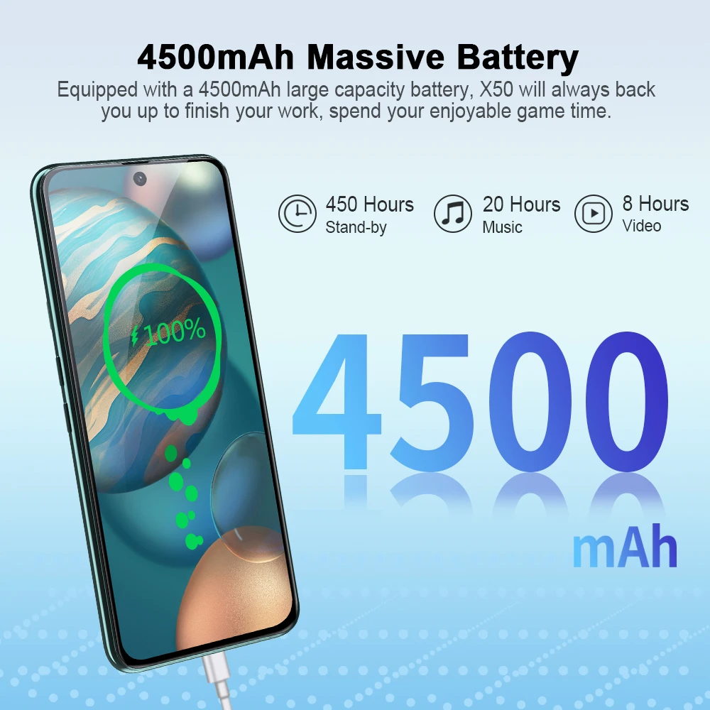 Cubot X50 Android 11.0 Mobile Phone 6.67Inch FHD Display Helio P60 Octa Core 4G Smartphones 64MP Quad Camera 4500mAh Battery NFC