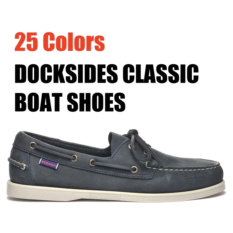 Мужские Аутентичные туфли seбаго Docksides-Премиум замша кожа Moc носок шнуровка