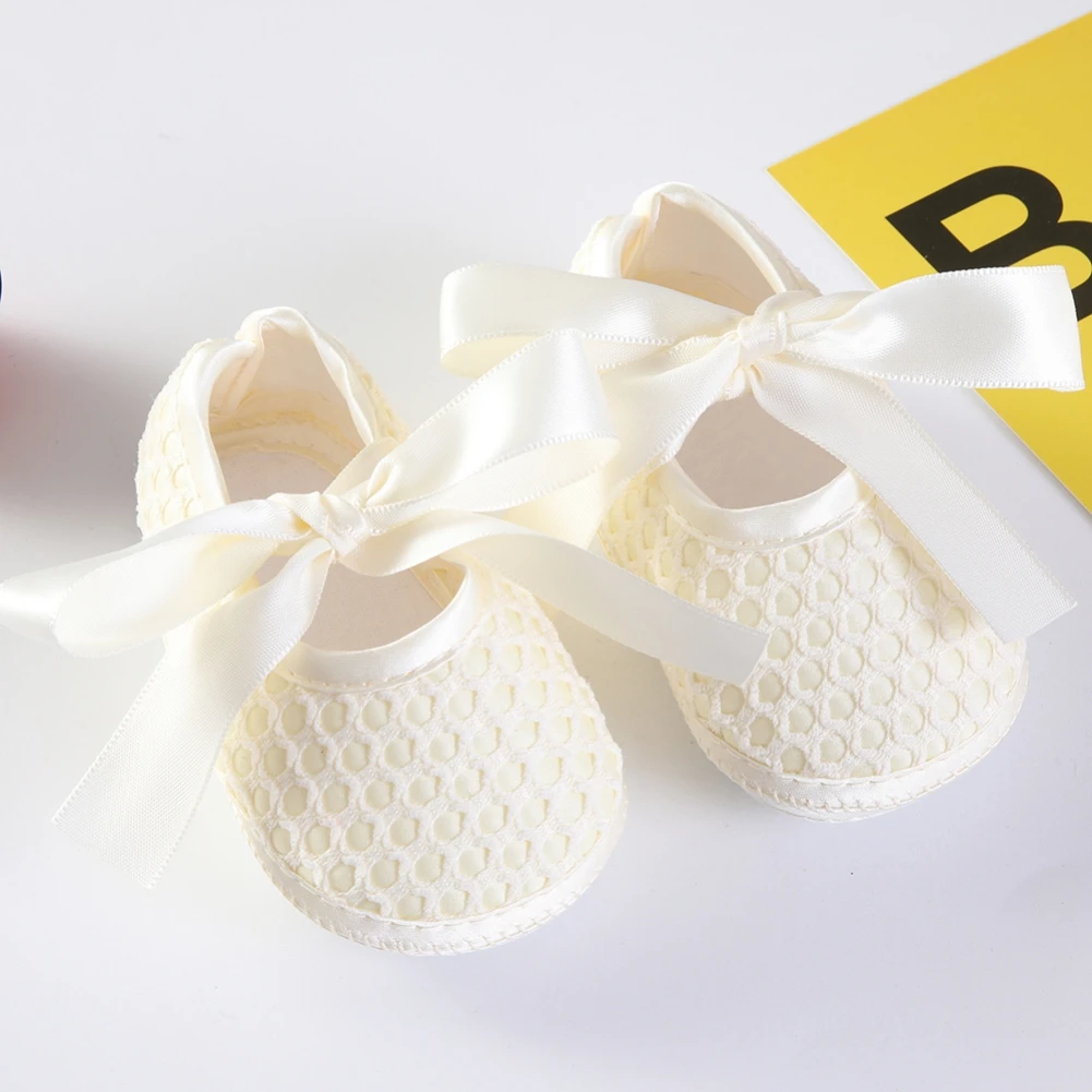

Cute Baby Girls Non-Slip Bowknot Shoes Toddler First Walkers 0-12 Months Newborn Infant Princess Wedding Shoes