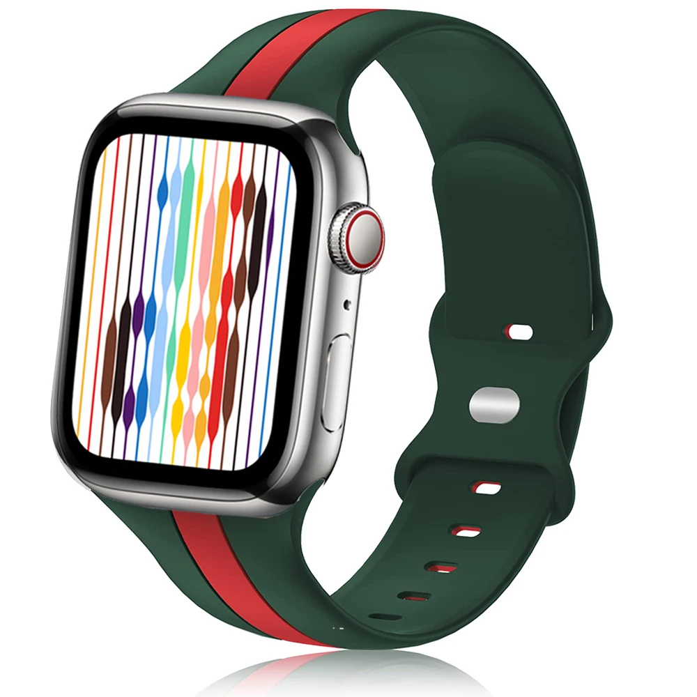 

Silicone strap For Apple Watch band 45mm 41mm 44mm 40mm 38mm 42mm smartwatch watchband belt bracelet iWatch series 3 4 5 6 SE 7