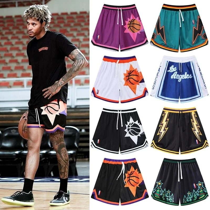 

Graphic Print Basketball Shorts for Men Clothing Street Vintage Color Contrast Mens Shorts Casual Shorts Men Sweatpants Pants