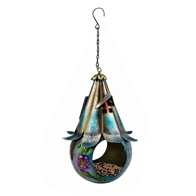 

Solar Bird Feeders House Iron Art Wild Bird Feeder For Backyard Wild Bird House Garden Decor