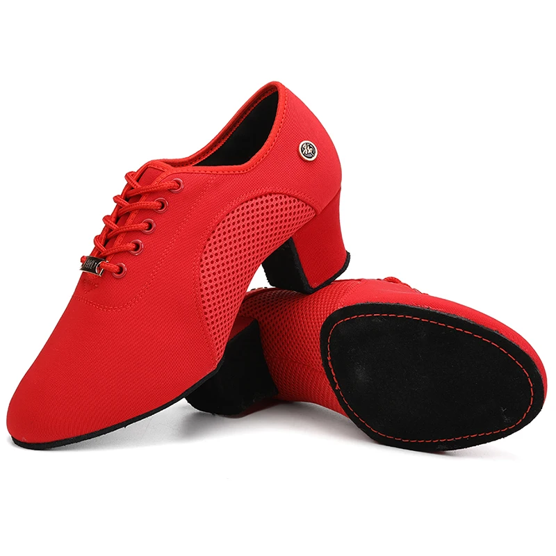 SWDZM Women Dancing Shoes Woman Latin Shoes Ladies Training Ballroom dance Shoes Black Red Practice Modern Tango Dance Sneakers