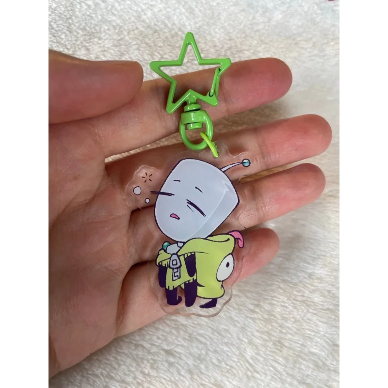 Фото Брелок акриловый Invader Zim Zim Dib Gaz 5 см, зеленый, с застежкой-звездой, мультяшный, для сумки, классический анимационный мерч, коллекционный подарок №4