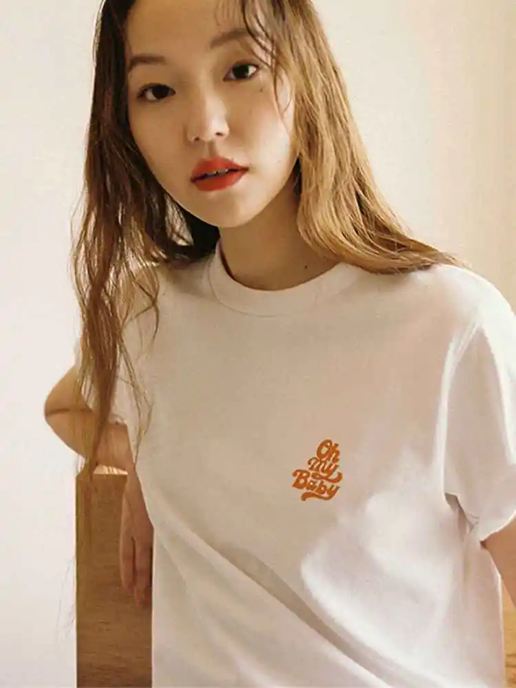 

Women T-shirt 2022 Summer Short-sleeved T-shirt Women Round Neck Pullover Letter Printed Cotton Short-sleeved Top
