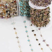 1meter bohemian crystal irregular stone beads beaded chain for handmade bracelet necklace jewelry making diy curtain decoration